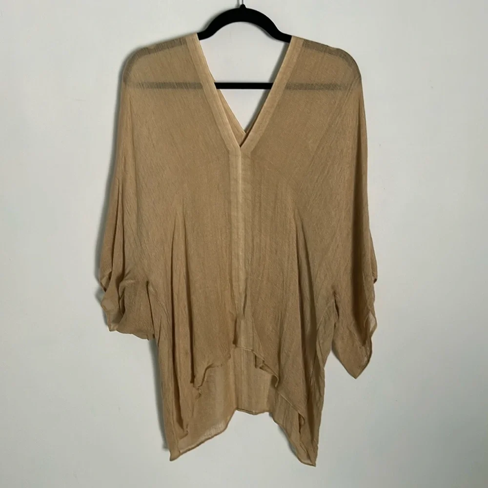 Love Quotes One Size Tunic, Blouse, Cover-Up;  Linen Blend "Safari, Tan, Sand" - Picture 3 of 11
